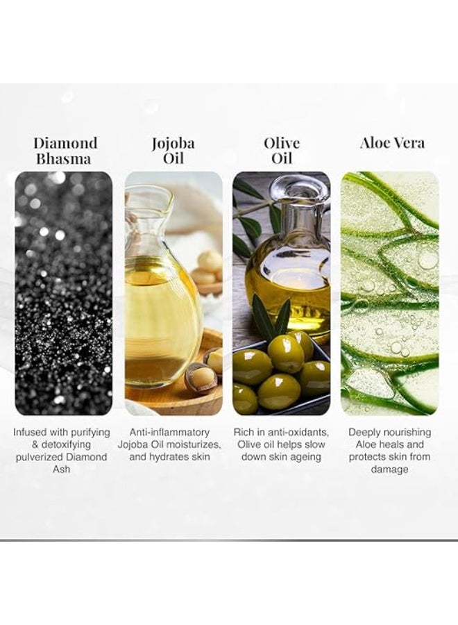 VLCC Diamond Facial Kit - 60g | Skin purifying with Parlour Glow | Improves Elasticity, Brightens and Lightens Patchy Damaged Skin | With Colloidal Diamond, Jojoba Oil, Olive Oil & Aloe Vera. - Image 4